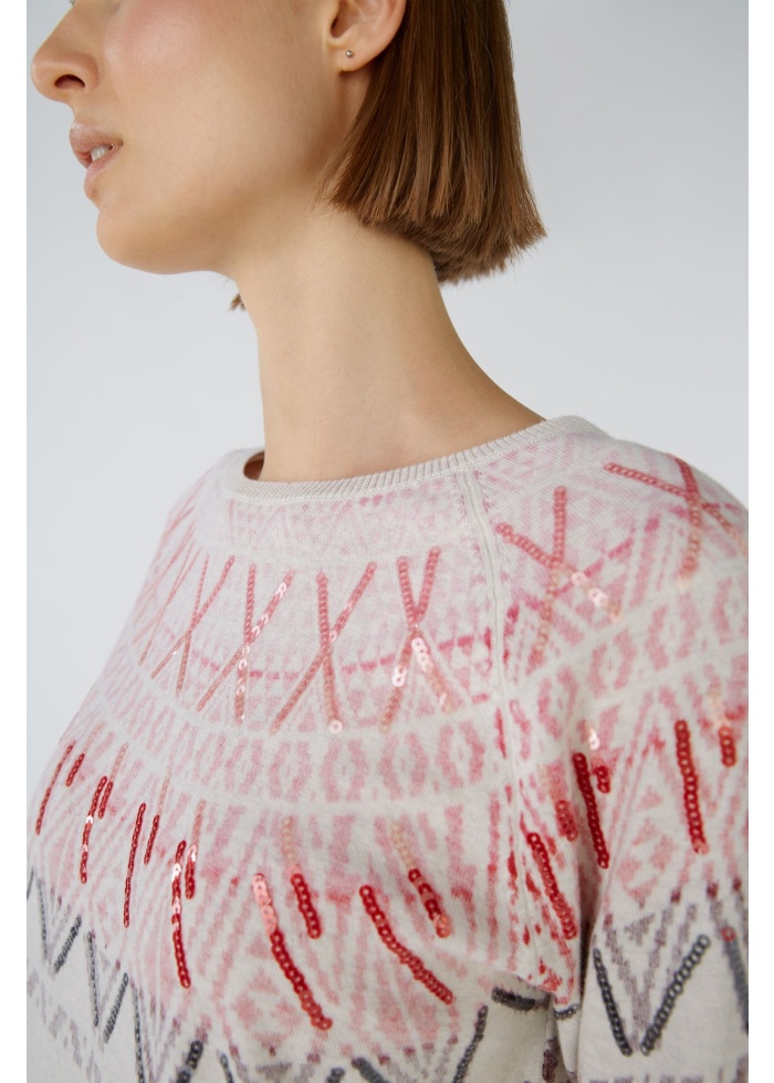 Oui | Printed Sequin Jumper