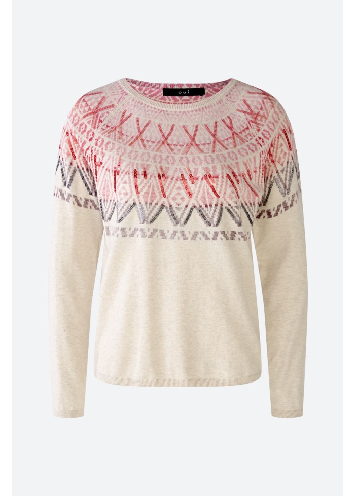 Oui | Printed Sequin Jumper