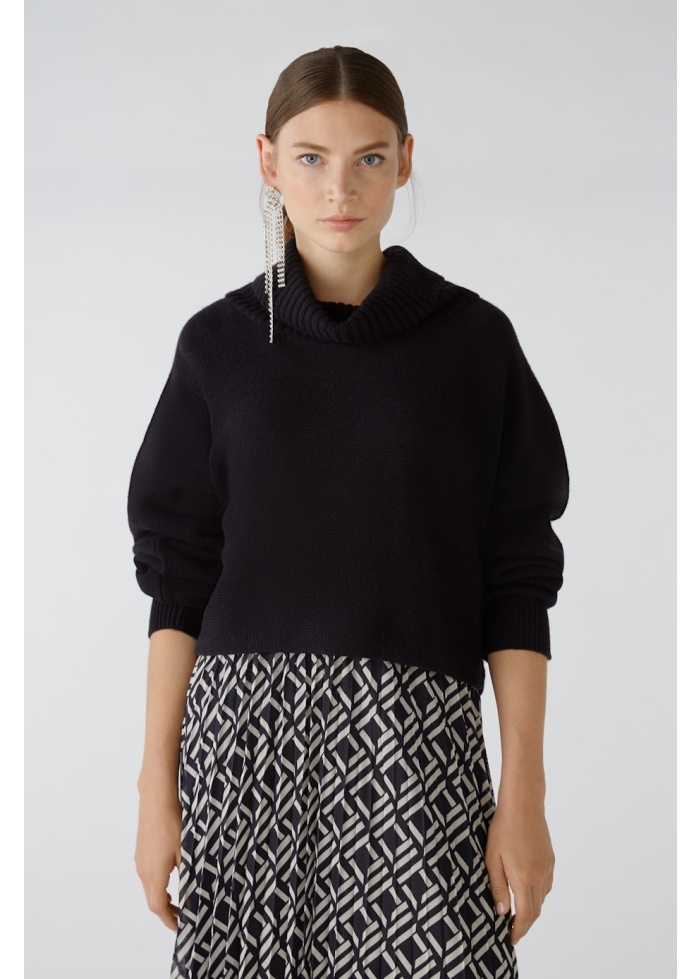 Oui | Wool Blend Black Rollneck Jumper