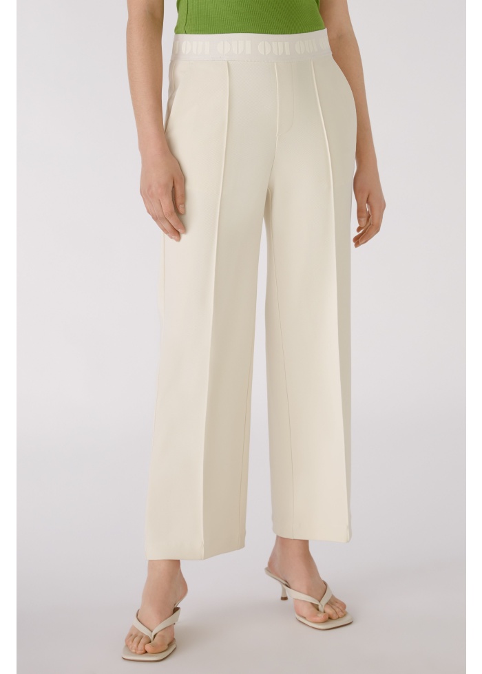 Oui | Logo Trousers Stone
