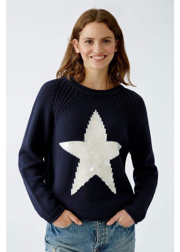 Oui | Navy Star Jumper
