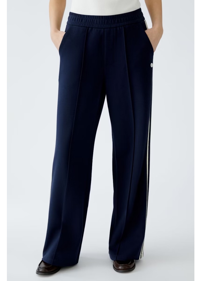 Oui | Side Stripe Navy Trousers
