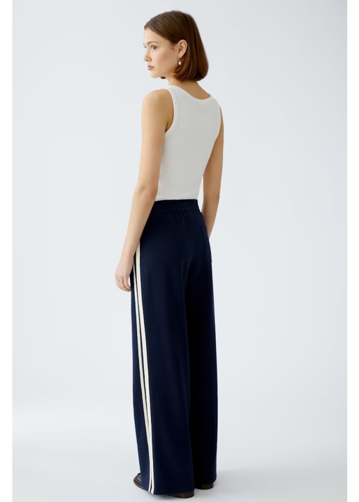 Oui | Side Stripe Navy Trousers