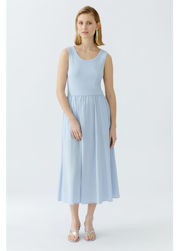 Oui | Pale Blue Cotton Sleeveless Dress