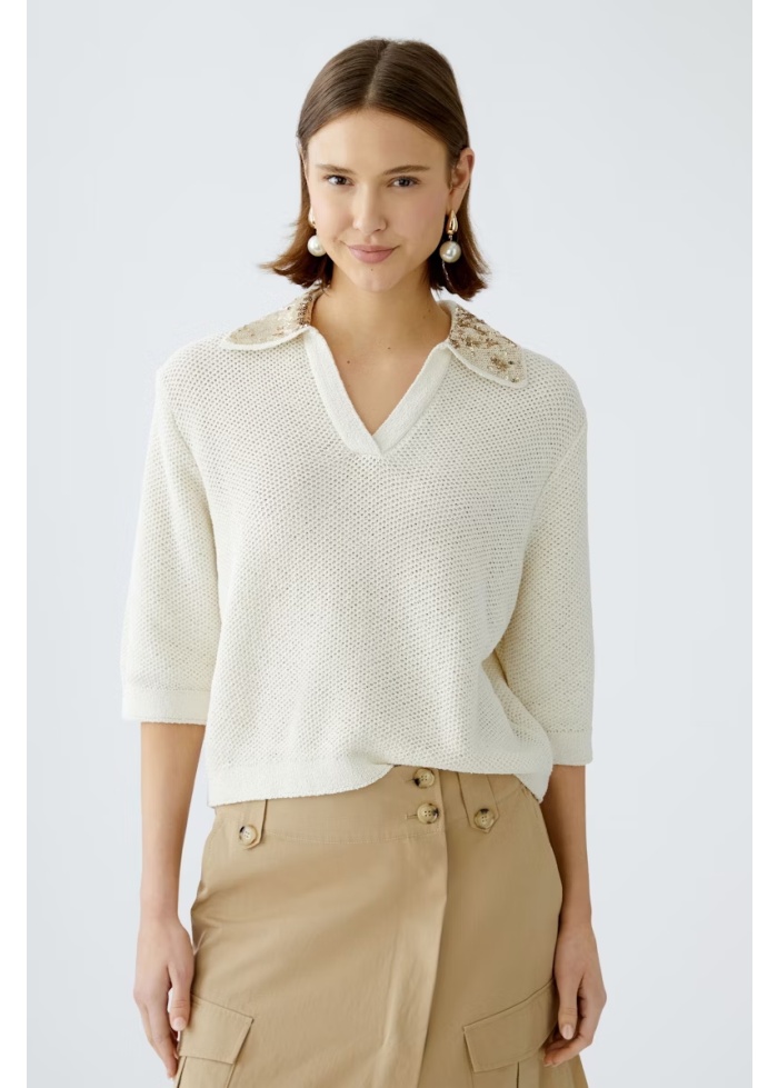Oui | Sequin Collar Jumper