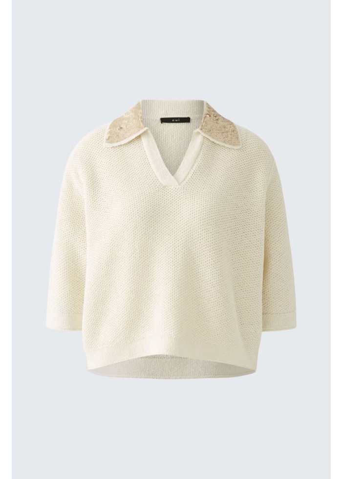 Oui | Sequin Collar Jumper