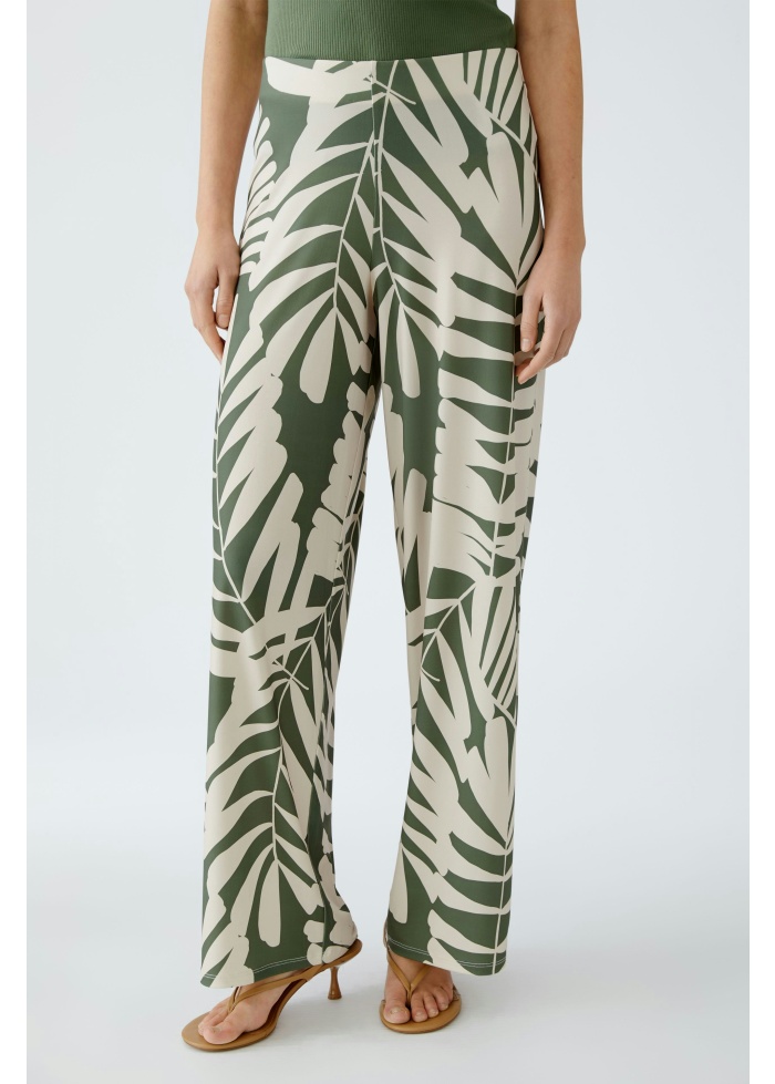 Oui | Leaf Print Trousers