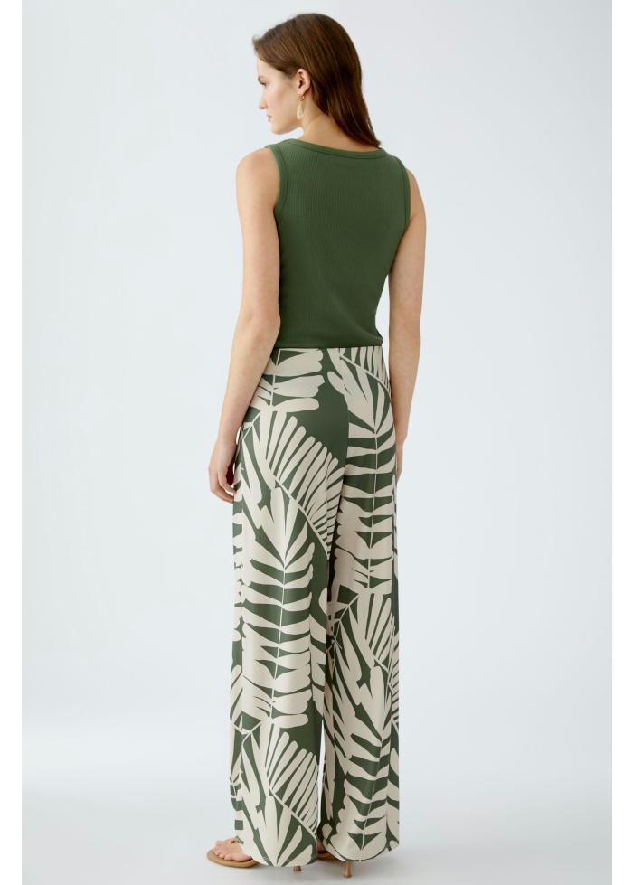 Oui | Leaf Print Trousers