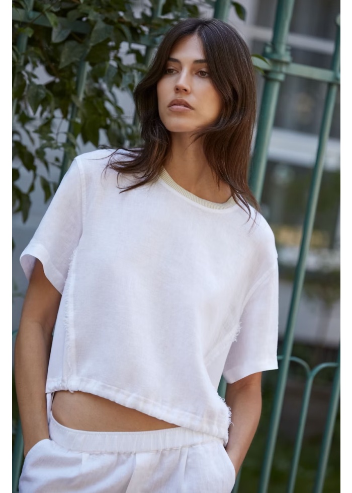 Oui | Linen Blend Top