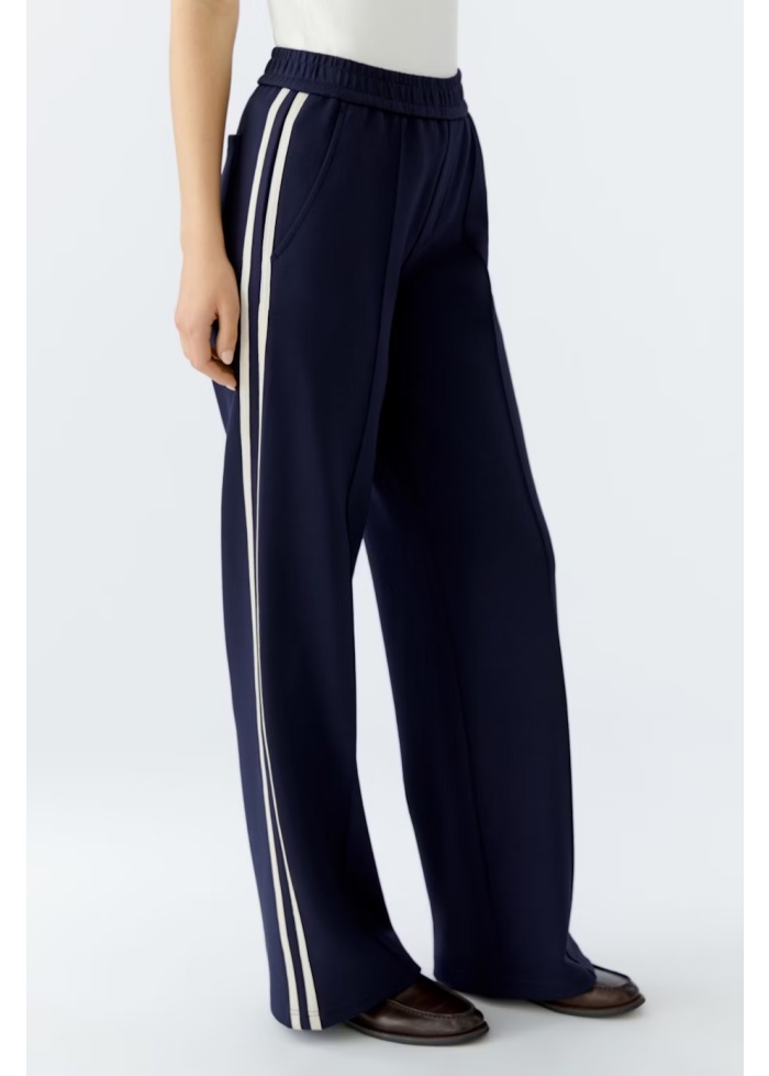 Oui | Side Stripe Navy Trousers