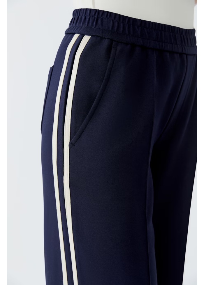 Oui | Side Stripe Navy Trousers