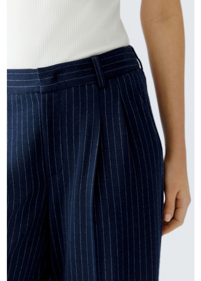 Oui | Pinstripe Navy Trousers
