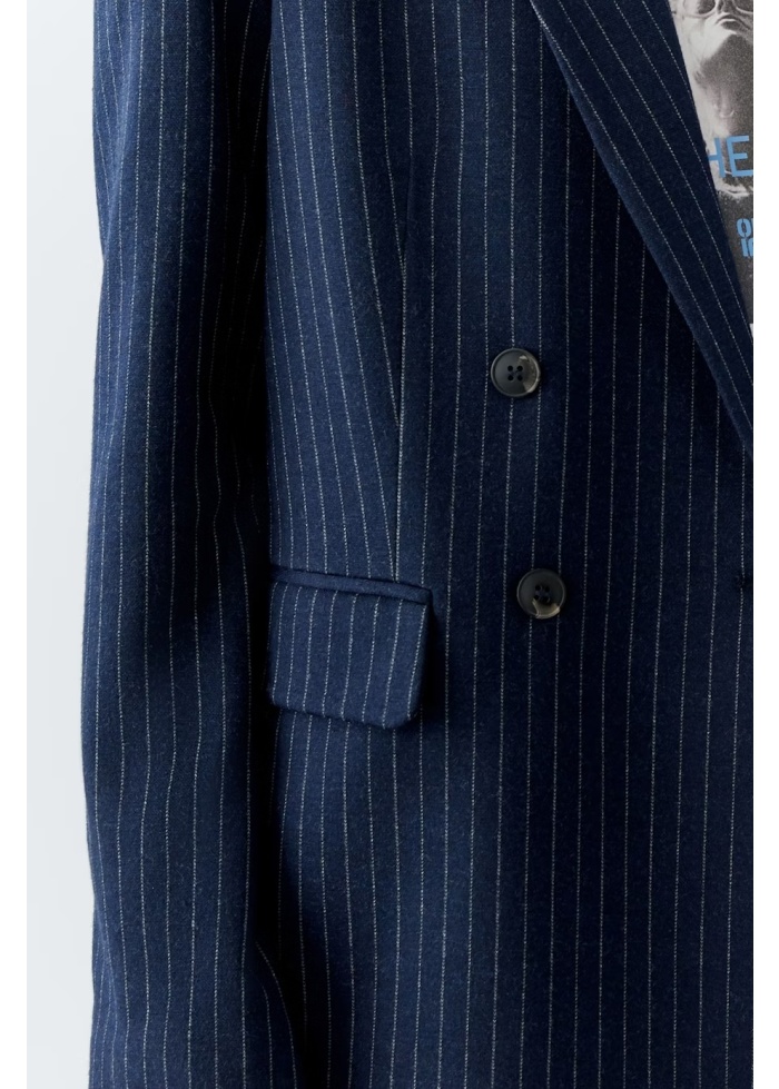 Oui | Pinstripe Navy Jacket