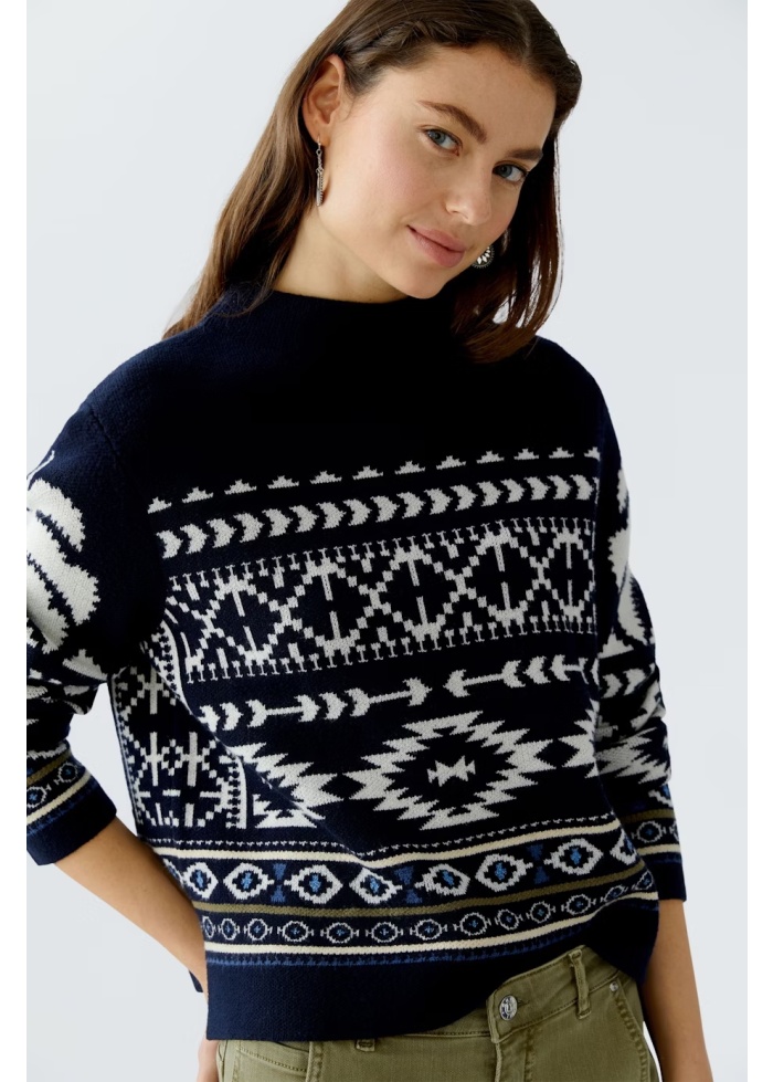 Oui | Navy Knitted Jumper