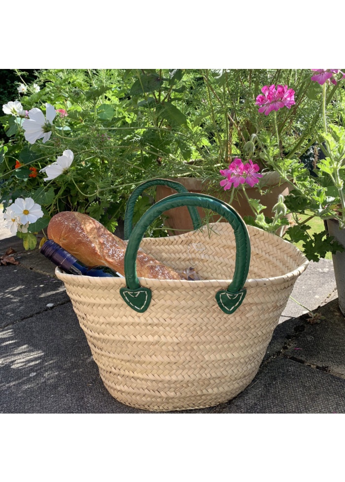 BasketBasket | Leather Handle Basket Green