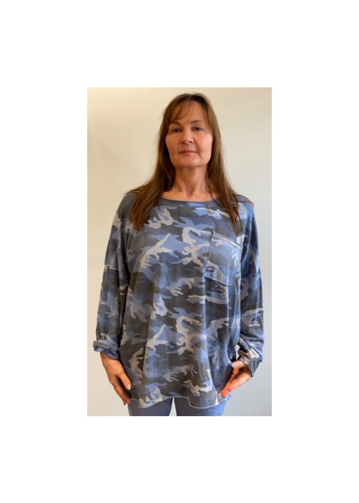 Lulu | Blue Camouflage Sweat Top