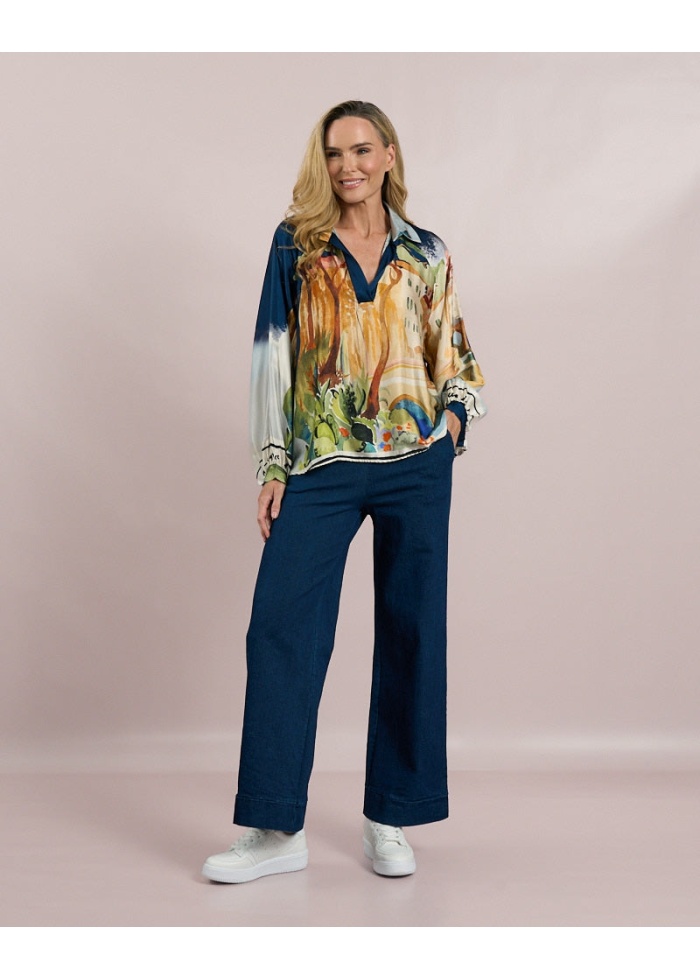 Deck | Print Navy Blouse