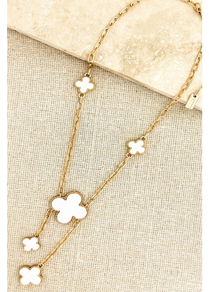 Envy | White Clover Pendant Gold Necklace