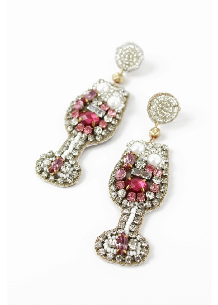 MyDoris | Pink Champagne Glass Earrings