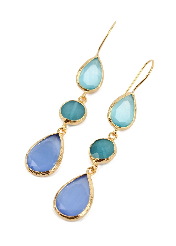 MyDoris | Blue Glass Triple Drop Earrings