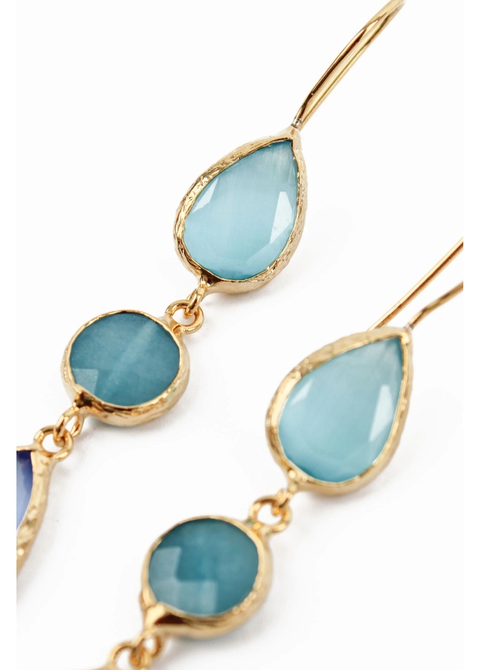 MyDoris | Blue Glass Triple Drop Earrings