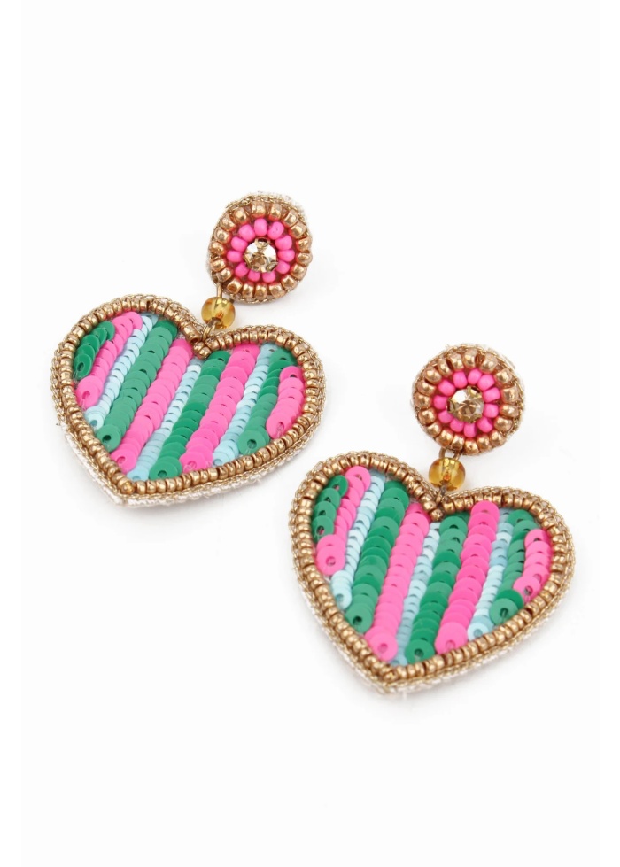 MyDoris | Multi Stripe Heart Beaded Earrings