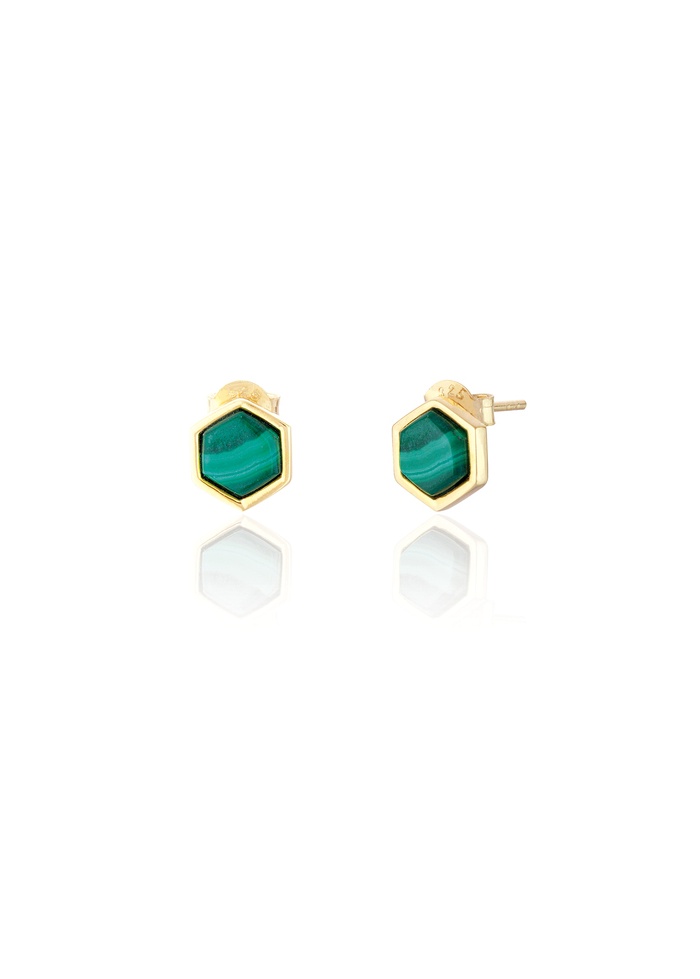 Spoke | Malachite Hexagon Earrings