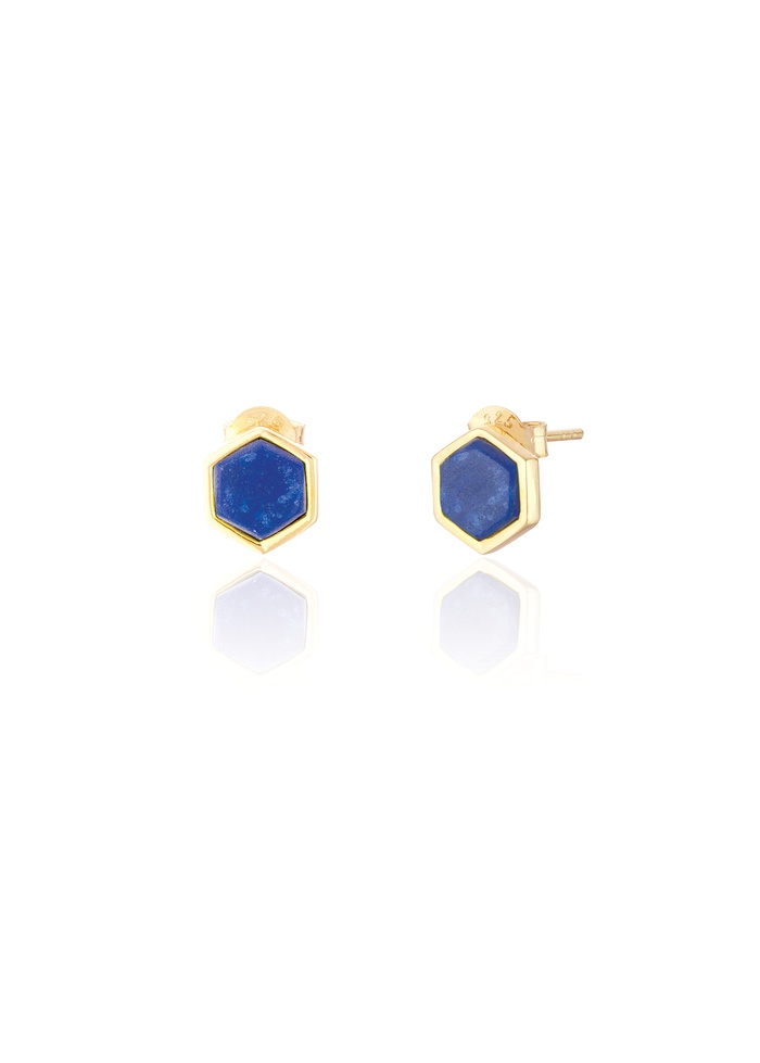 Spoke | Lapis Hexagon Earrings