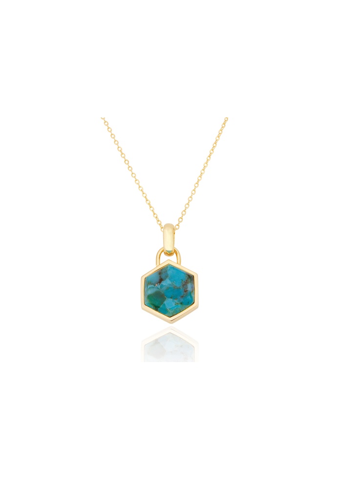Spoke | Turquoise Hexagon Pendant & Chain