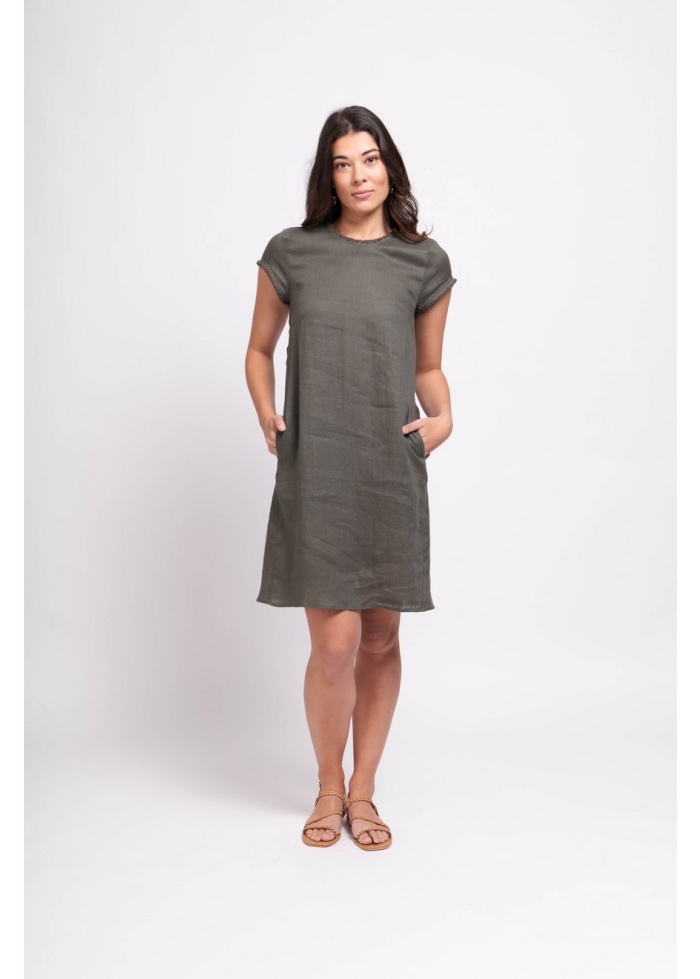 Foil | Fringe Festival Linen Dress Khaki