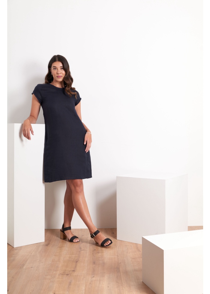 Foil | Fringe Festival Linen Dress True Navy