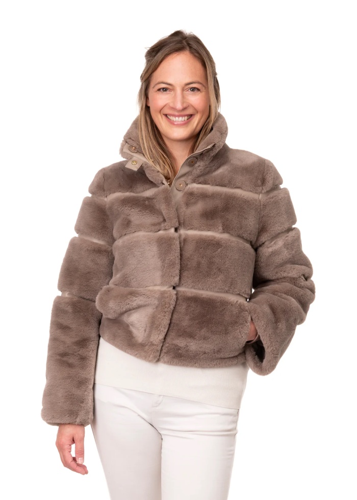 FranchettiBond | Taupe Faux Fur Jacket