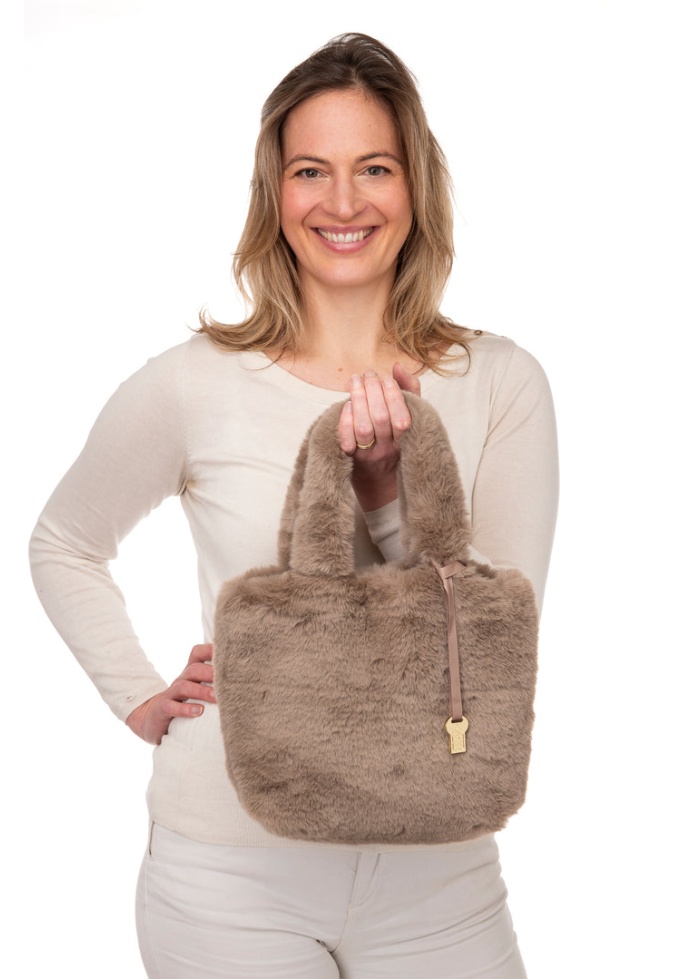 FranchettiBond | Taupe Faux Fur Bag