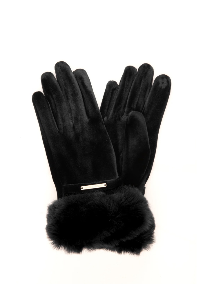 FranchettiBond | Fur Trim Black Gloves