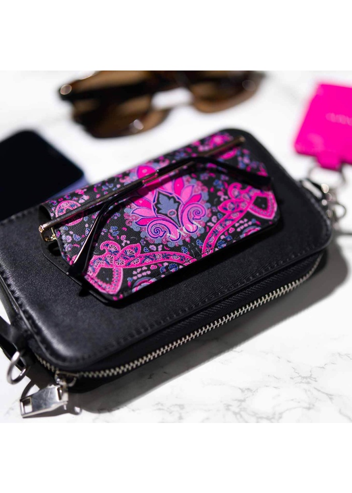 NAOA | Apple Leather Slim Glasses Case Fuchsia Print