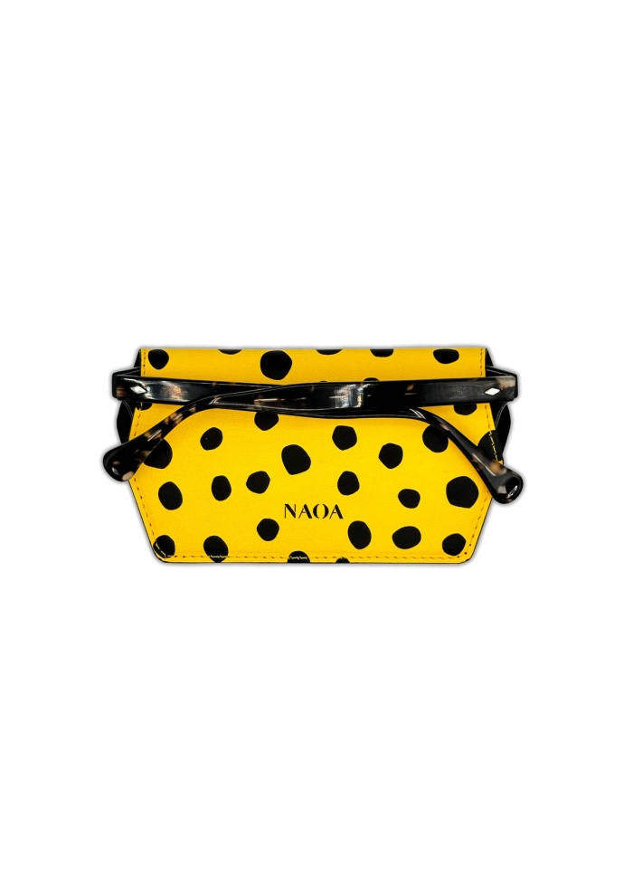 NAOA | Apple Leather Slim Glasses Case Yellow Print