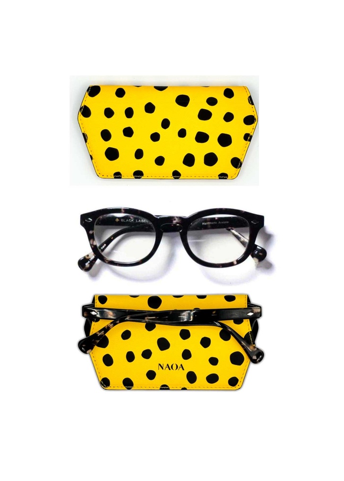 NAOA | Apple Leather Slim Glasses Case Yellow Print