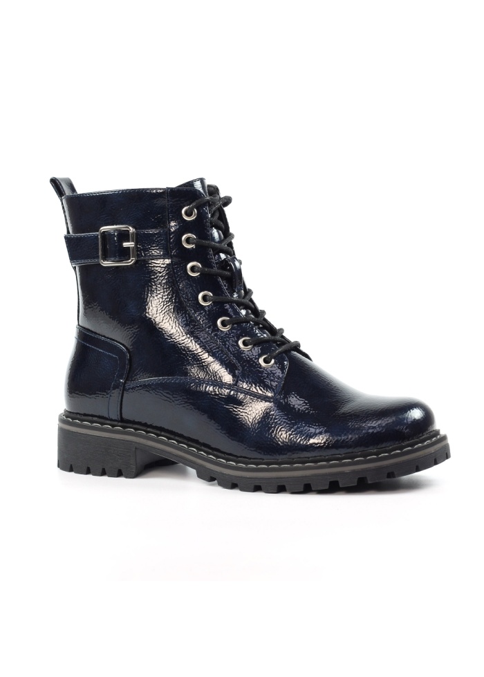Lunar | Parlour Navy Patent Ankle Boot