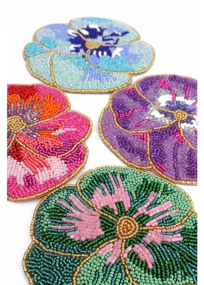 MyDoris | Beaded Pansy Coasters