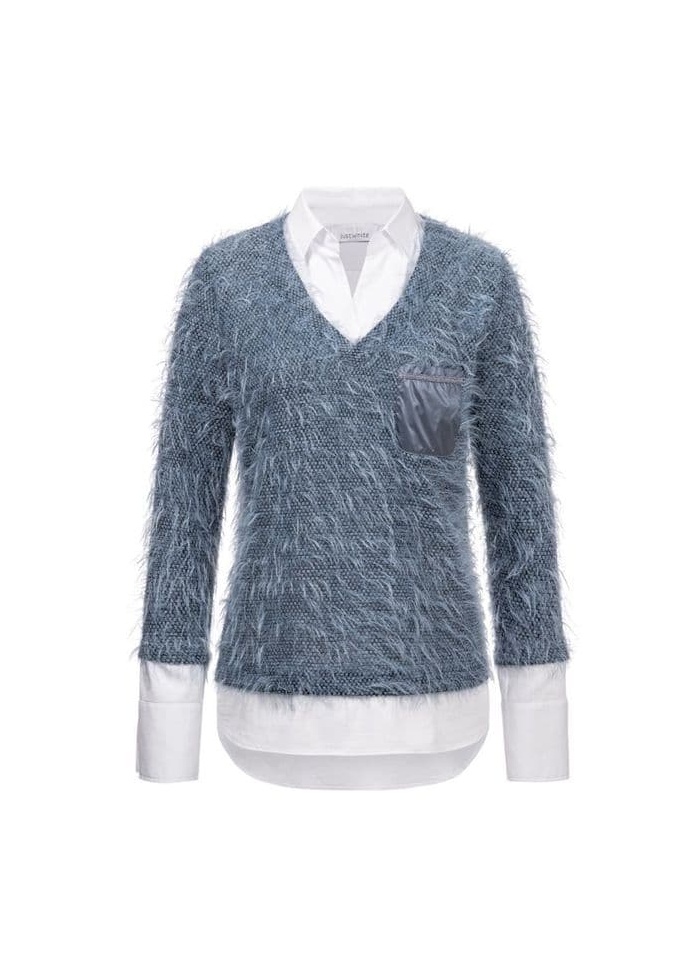 Just White | Fluffy Jumper With Under Shirt