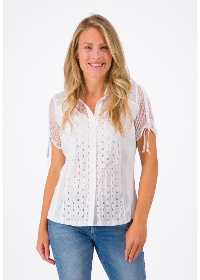 Just White | Mesh Detail Blouse