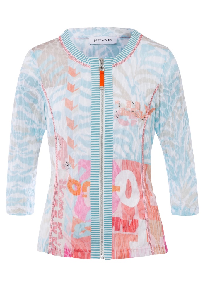Just White | Print Zip Top