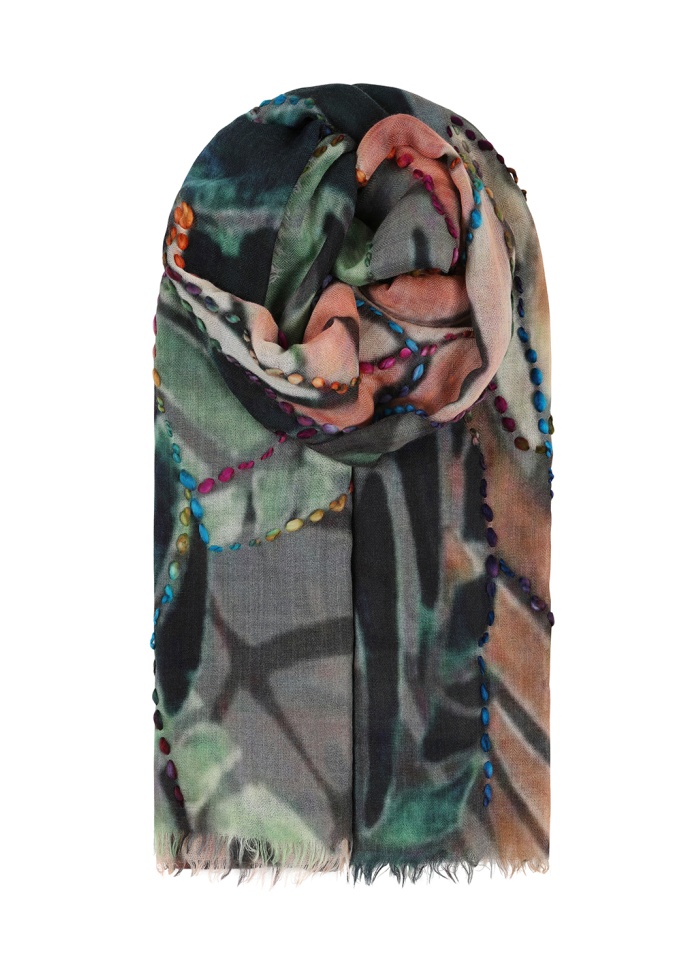 Ombre | Leaf Print Scarf