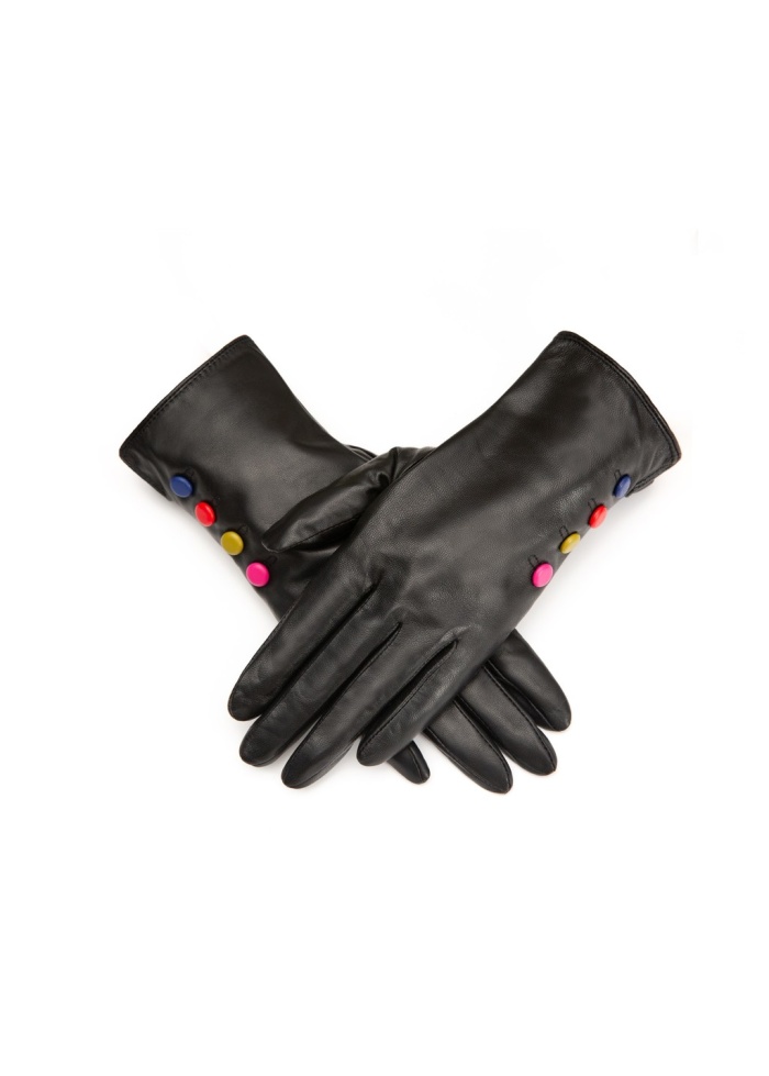 CPW | Button Detail Gloves Black Leather