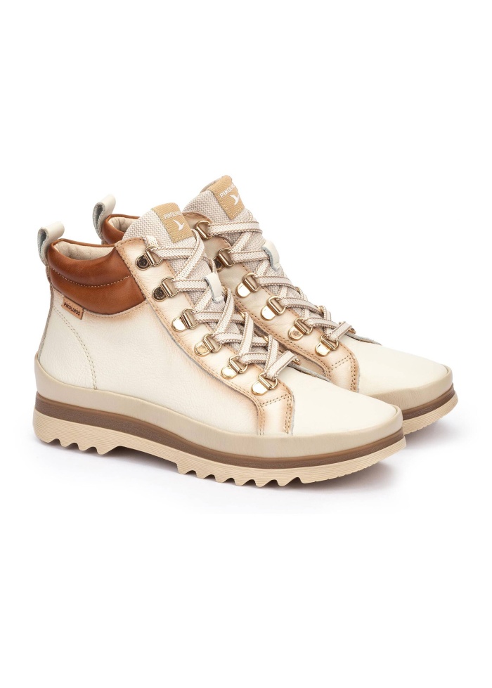 Pikolino | Vigo Off White Lace-Up Boots