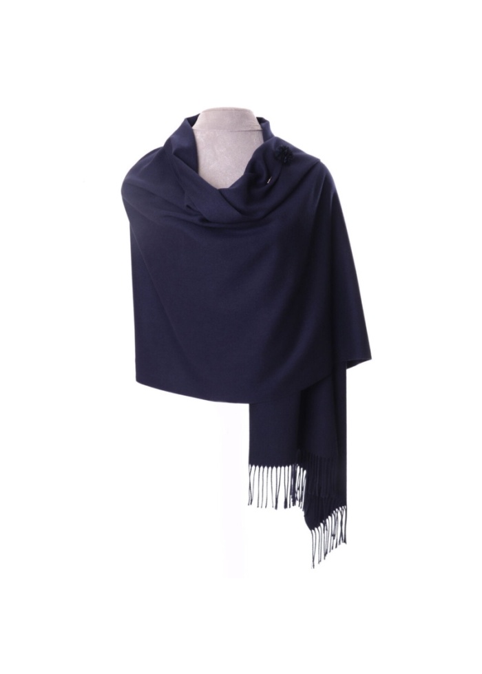 Zelly | Cashmere Blend Pashmina Navy
