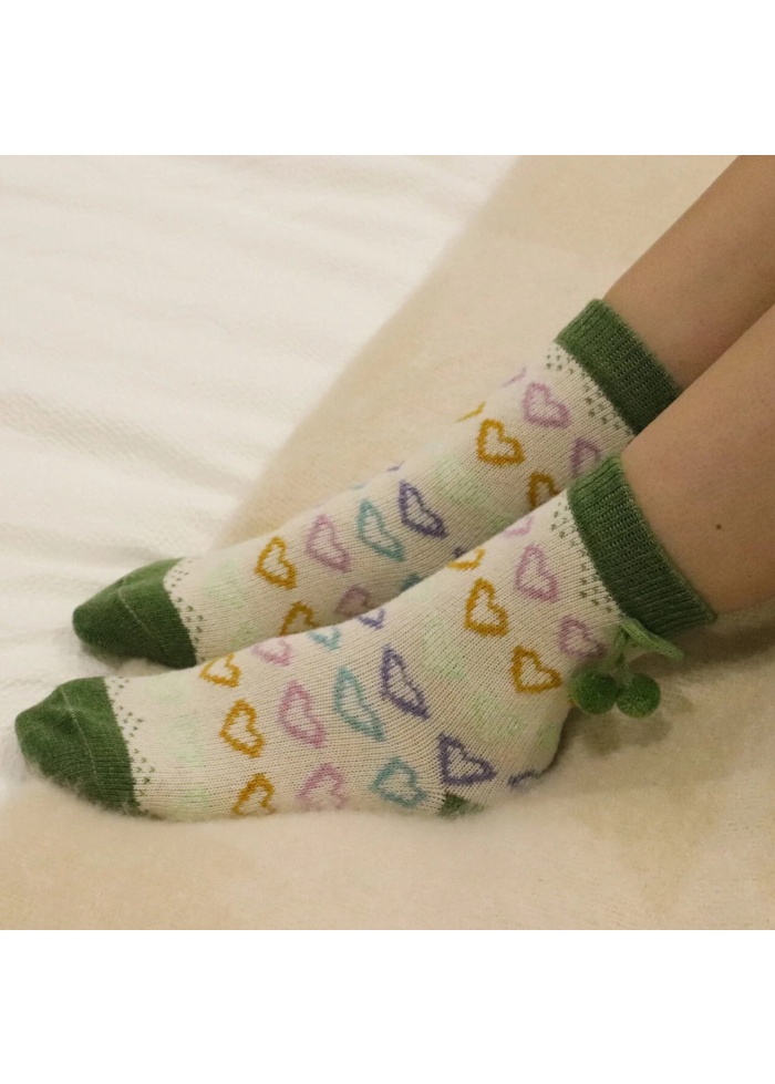 Zelly | Heart Socks Green