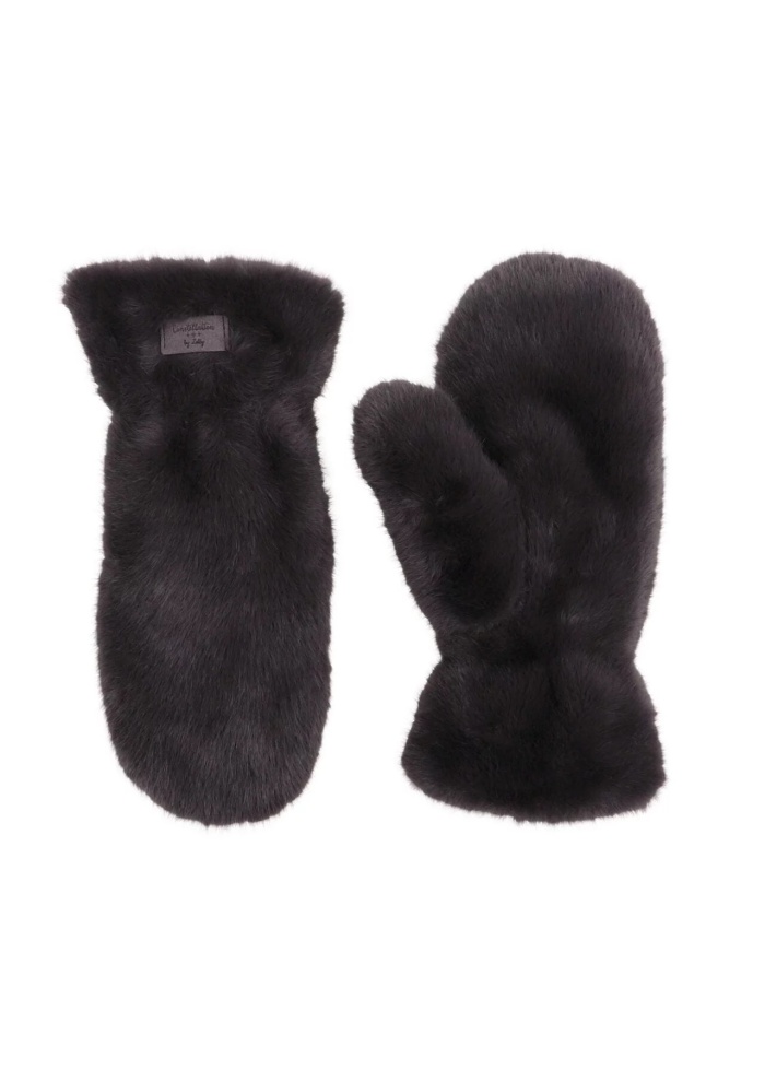 Zelly | Furry Charcoal Mittens
