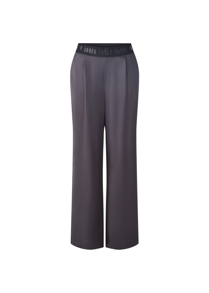 Oui | Silky Charcoal Trousers