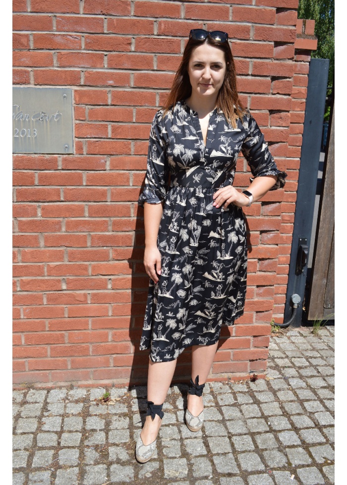 Printed Stain Midi Dress